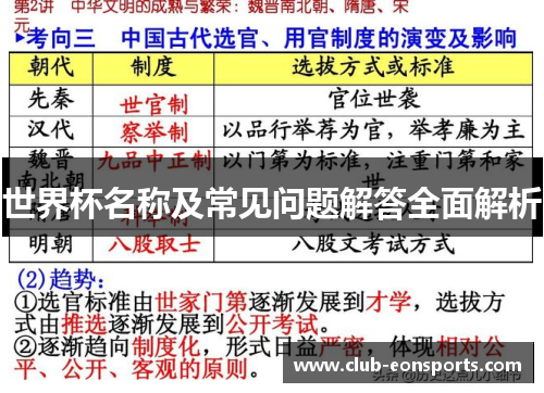 世界杯名称及常见问题解答全面解析
